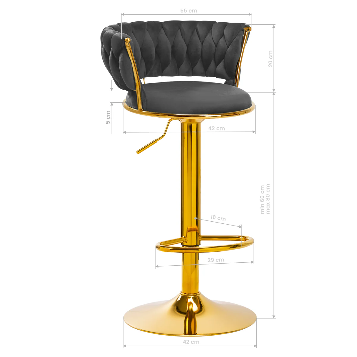 4Rico Bar Hocker QS-B313A Grey Velvet - Image 2