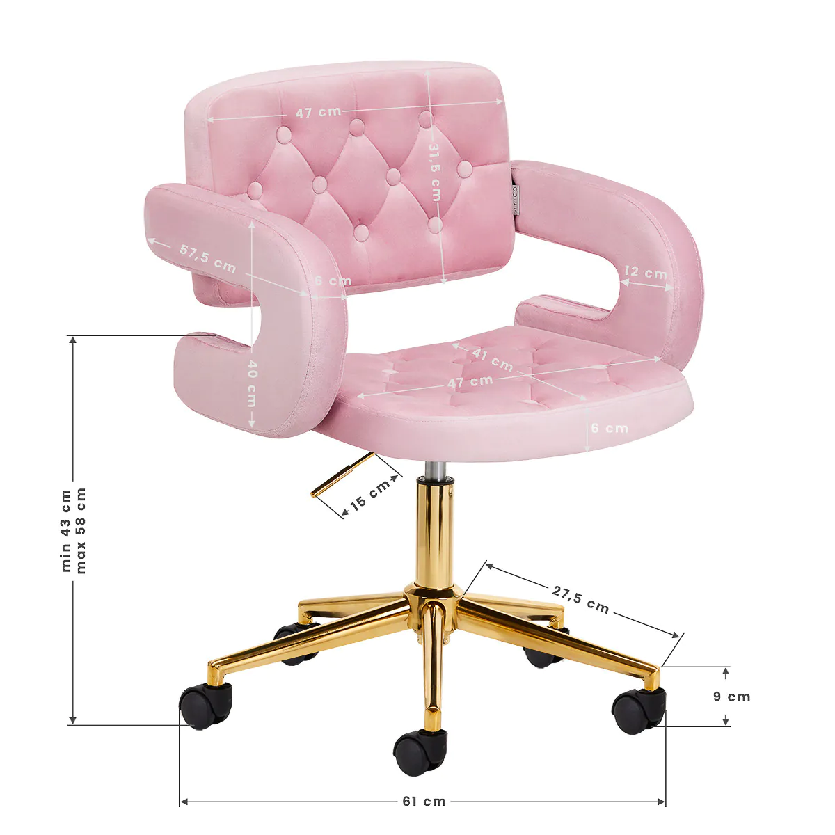 4Rico Chair QS-OF213G Pink - Image 9