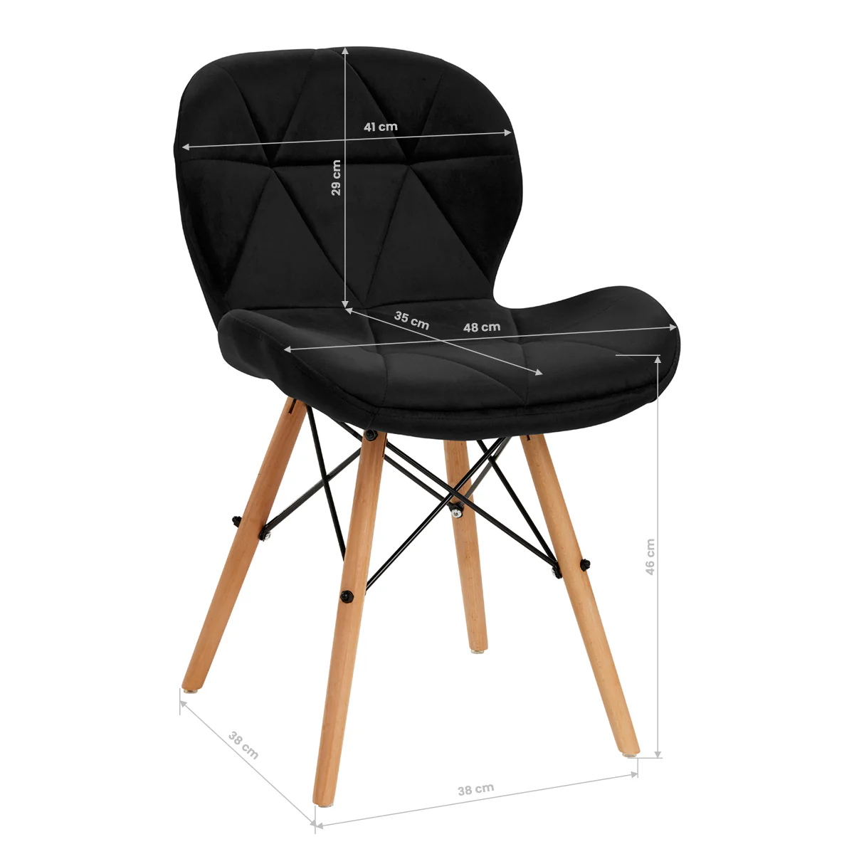 4Rico Cosmetic Chair QS-186 Black Velvet - Image 2