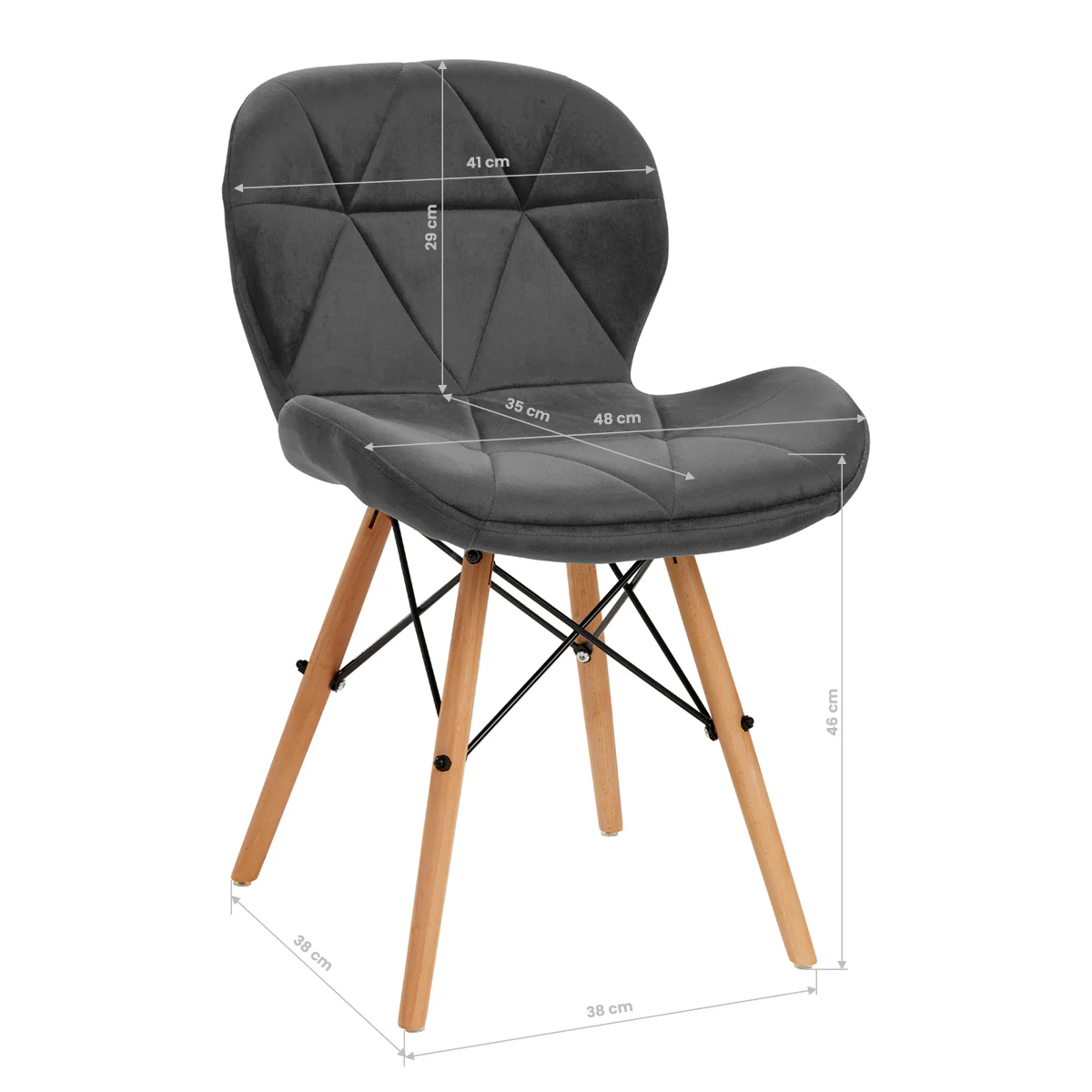 4Rico Cosmetic chair QS-186 gray velvet - Image 2