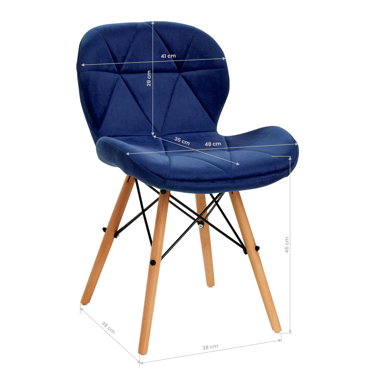4Rico Cosmetic Chair QS-186 Navy Velvet - Image 2