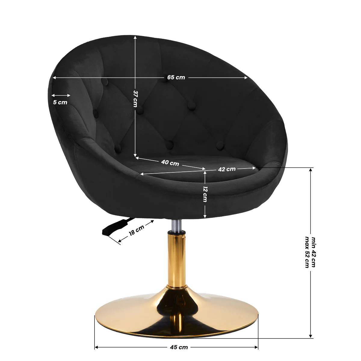 4Rico wivel Chair QS-BL12B Black - Image 5