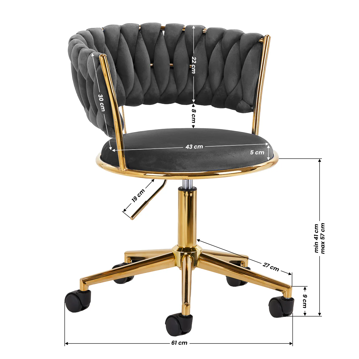 4Rico Swivel Chair QS-GW01G Gray - Image 2
