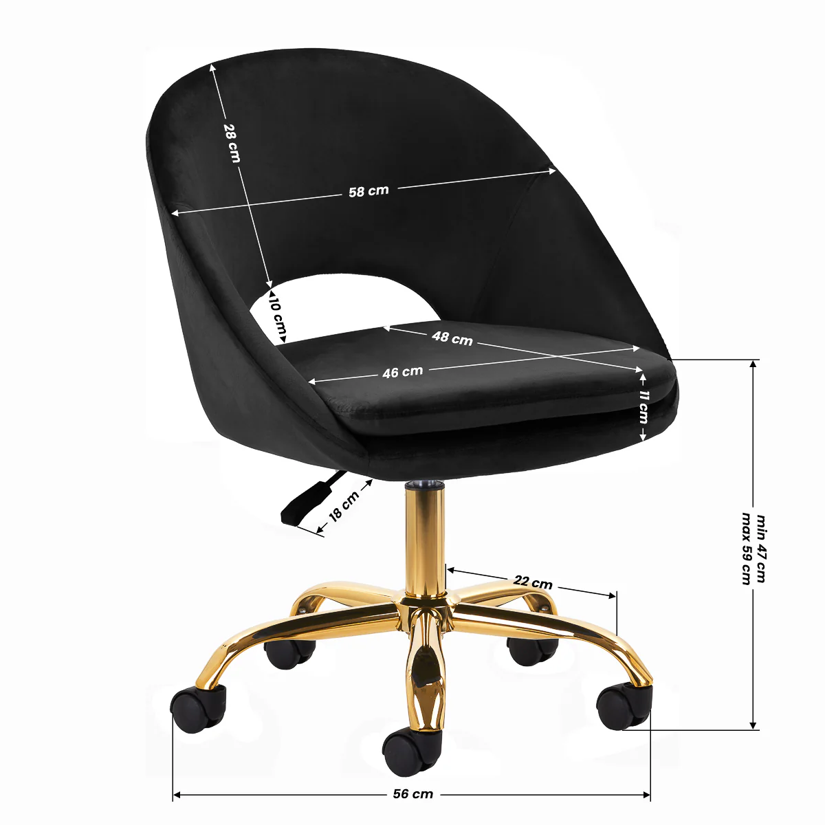 4Rico Swivel Chair QS-MF18G Black - Image 5