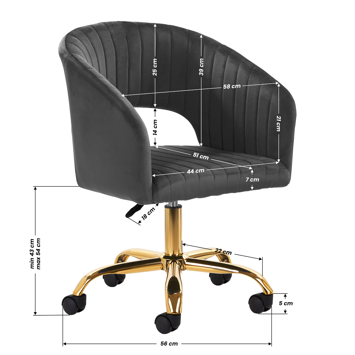 4Rico Swivel Chair QS-OF212G Grey - Image 5