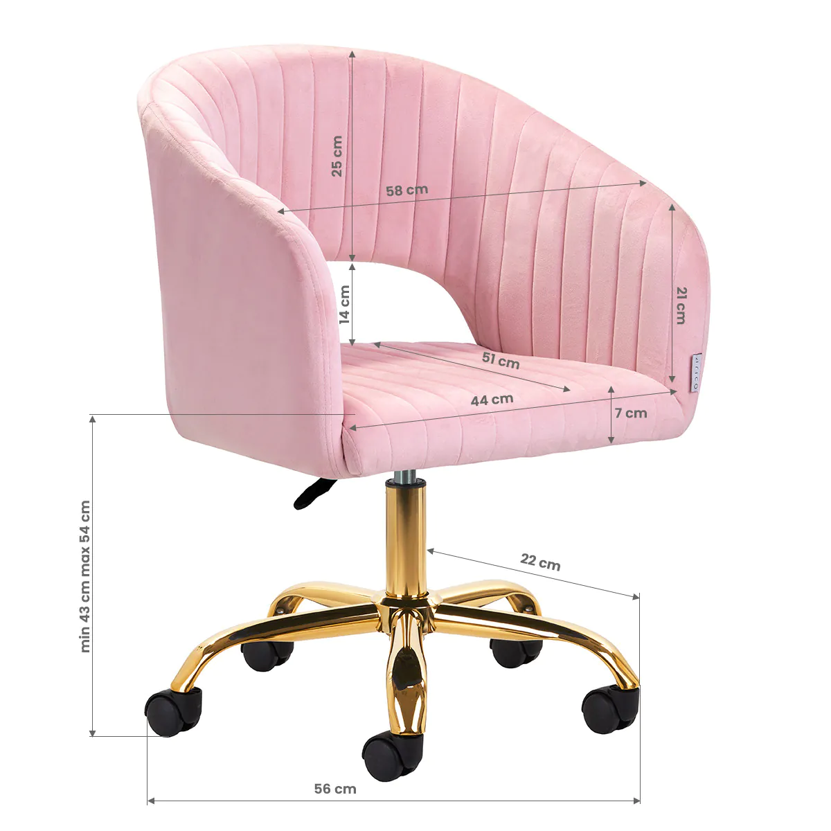 4Rico Swivel Chair QS-OF212G Pink - Image 2