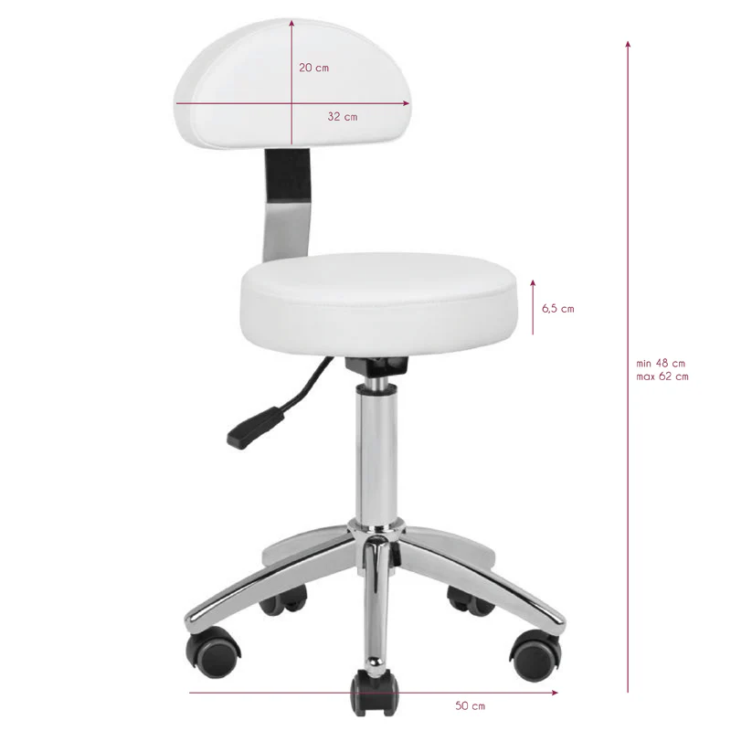 ActiveShop Cosmetic Chair AM-304 White & Silver - Image 2