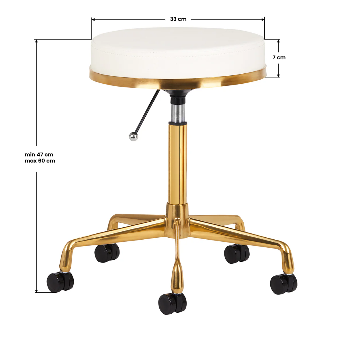 ActiveShop Cosmetic Stool H4 White & Gold - Image 2