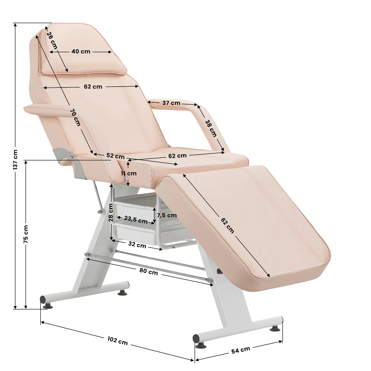 ActiveShop Hydraulic Cosmetic Chair Basic 202 with Trays Pink - Image 20