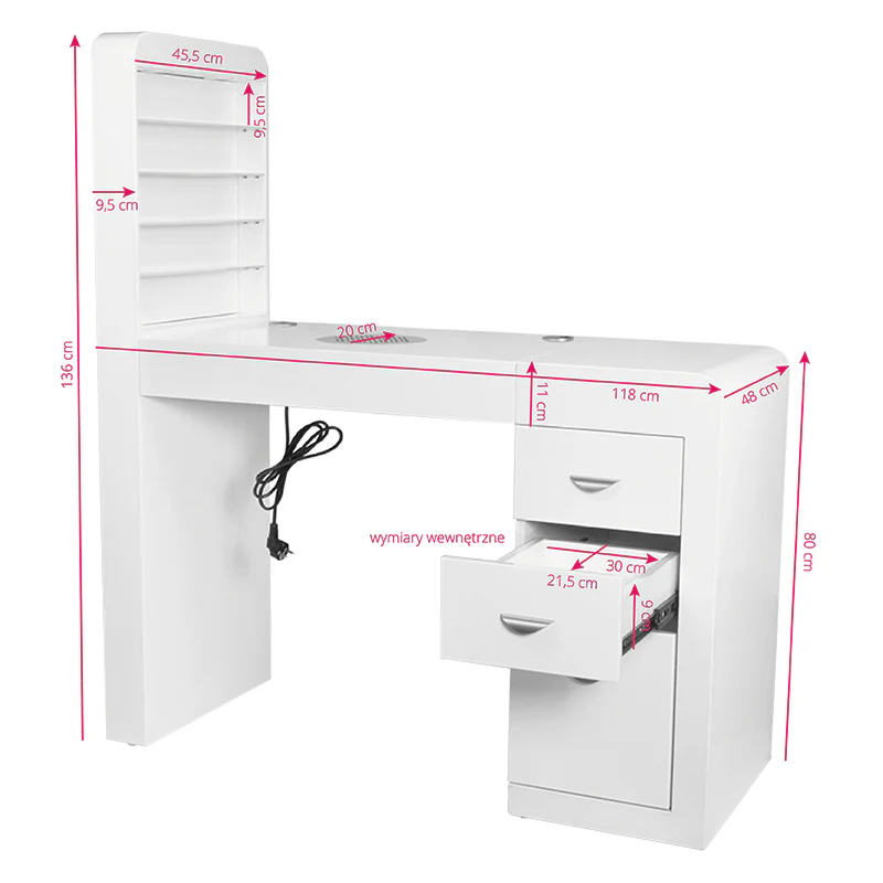 ActiveShop White Beauty Desk 310 with Built-In Absorber Right - Image 3