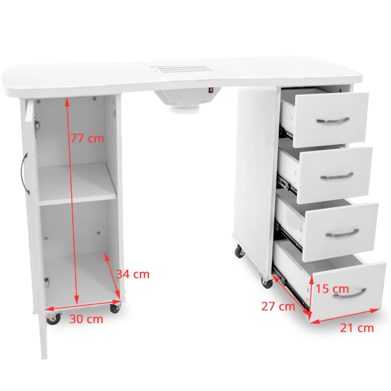 ActiveShop White Desk 2027 with Dual Cabinets & Built-In Absorber - Image 3