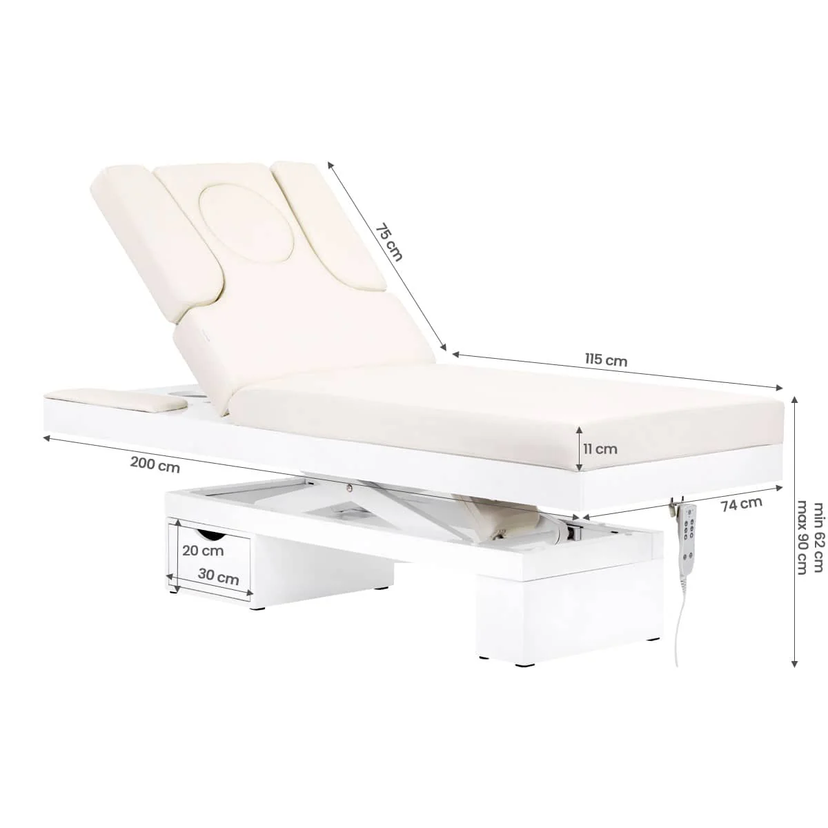 Azzurro Spa Cosmetic Couch 815B White - Image 5