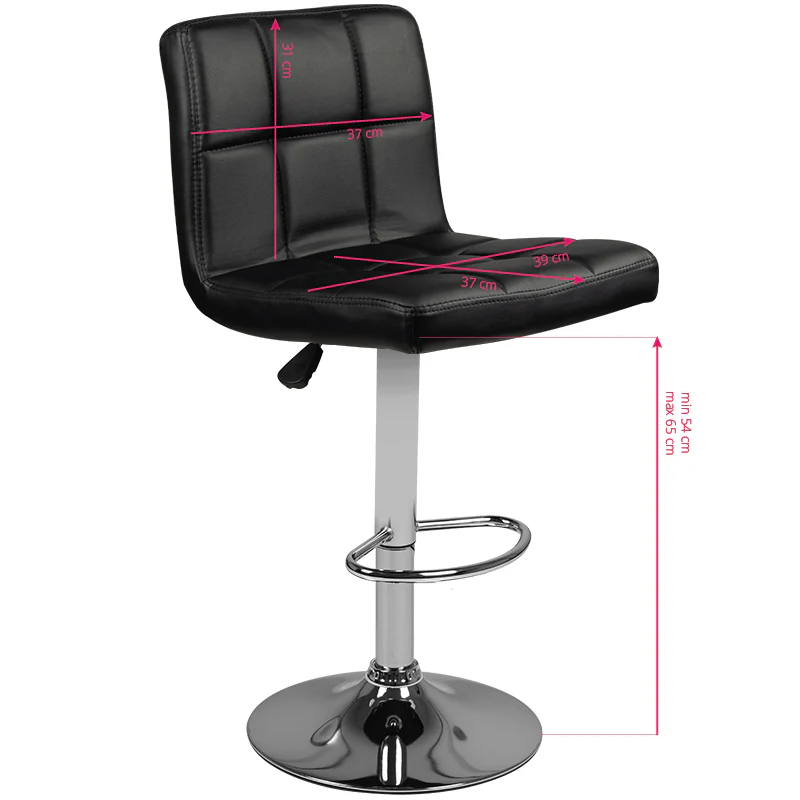 ActiveShop Reception Bar Stool M06 Quilted Adjustable Black - Image 2