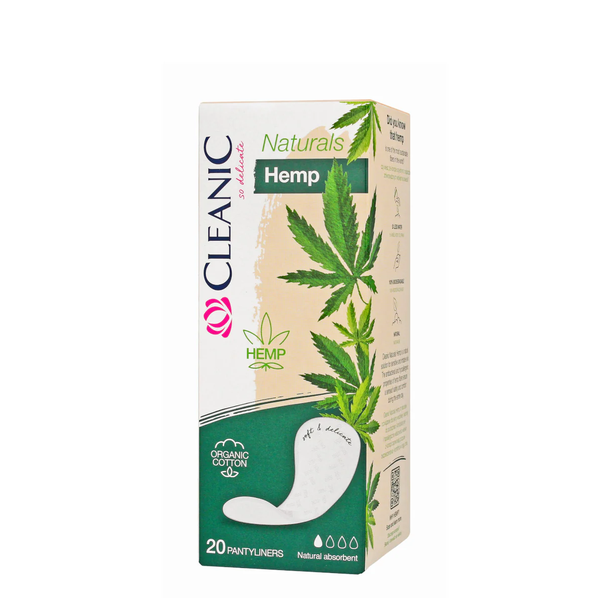 Cleanic Naturals Hemp & Organic Cotton Panty Liners Unfolded