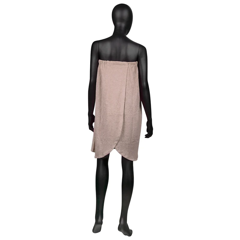 Cotton Wrap Towel Robe for Beauty Treatments Beige - Image 2