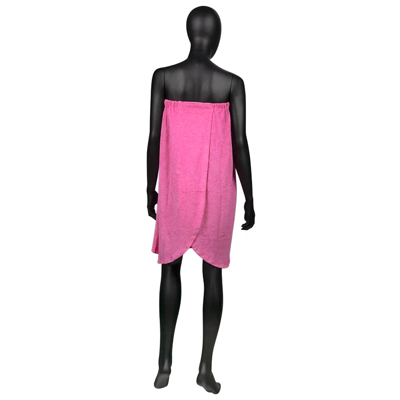 Cotton Wrap Towel Robe for Beauty Treatments Pink - Image 2