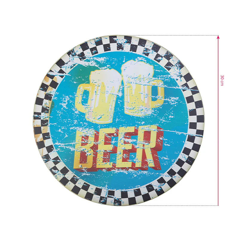 Decorative Plaque for Barber Shop or Tattoo Salon Round 'Beer' - Image 3