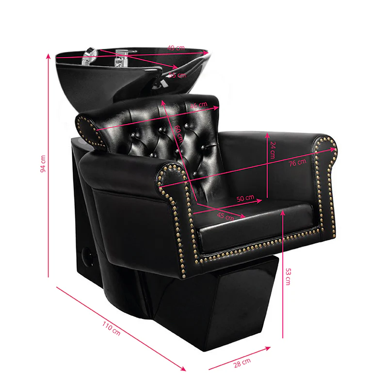 Gabbiano Barber Backwash Unit Berlin Black with Black Bowl - Image 2