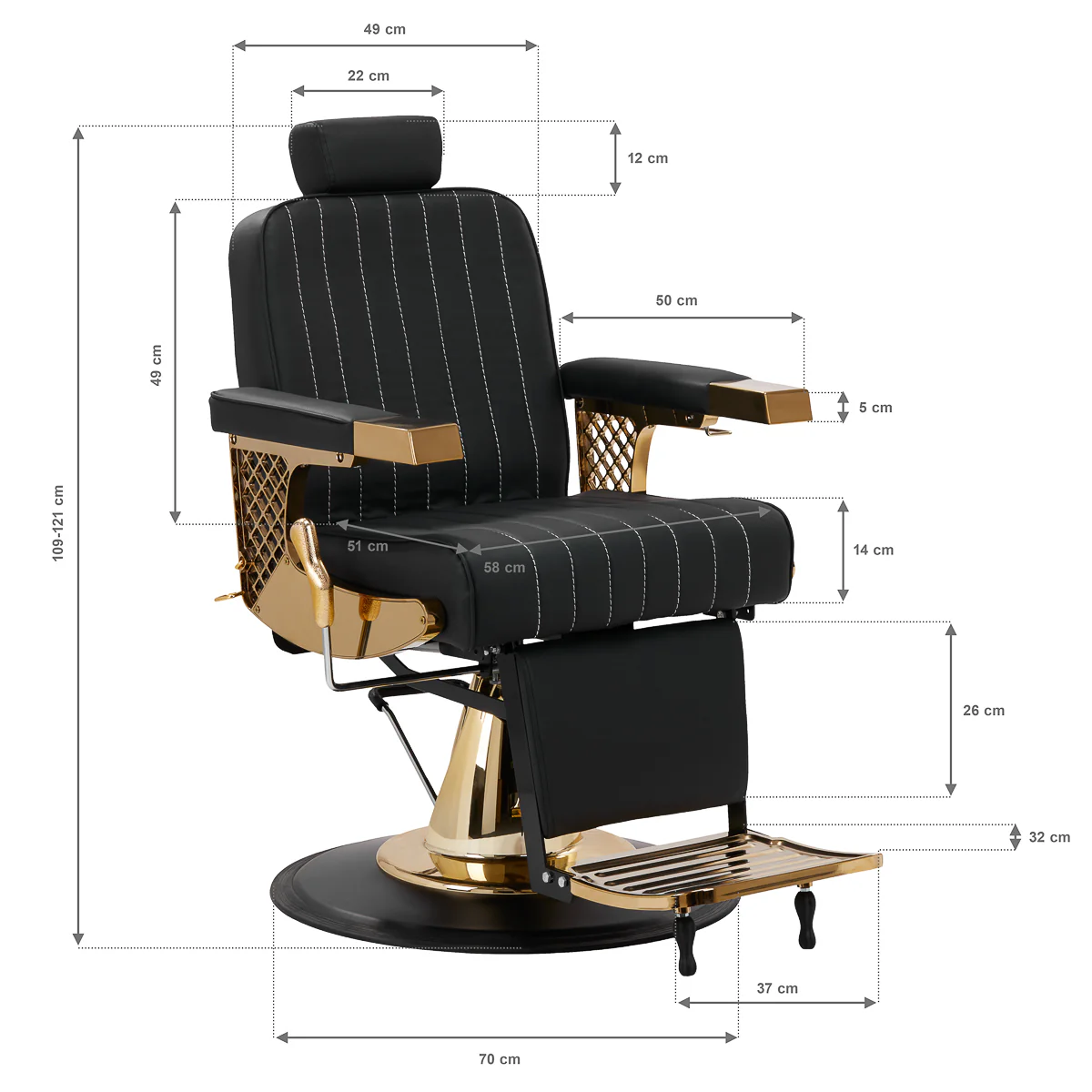 Gabbiano Barber Chair Marcus Gold - Image 2