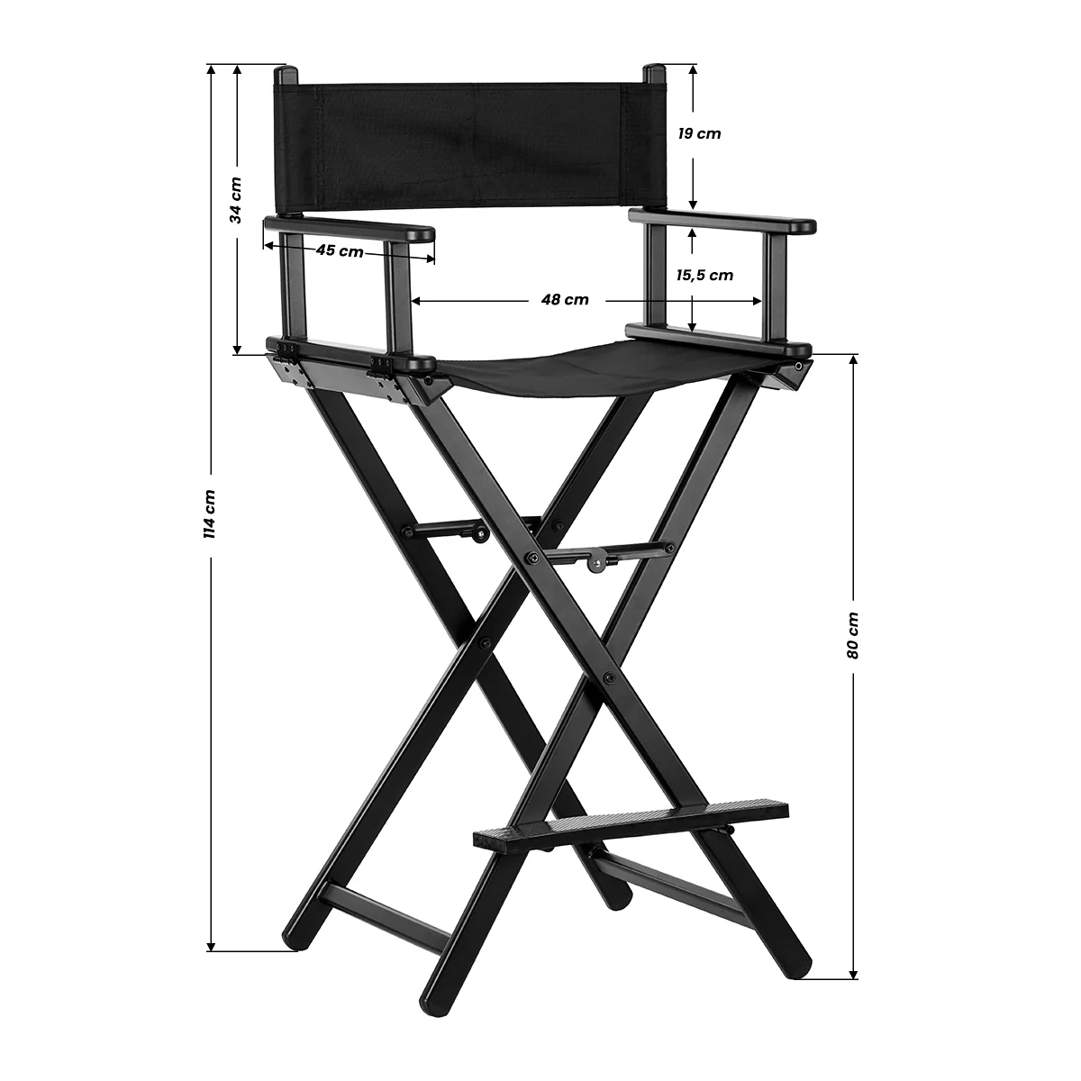 Gabbiano Black Aluminium Make-up Chair - Image 3