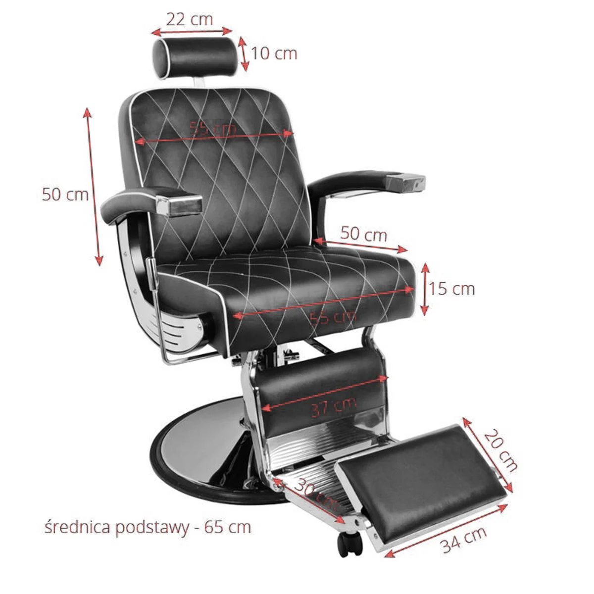 Gabbiano Black Imperial Barber Chair - Image 3