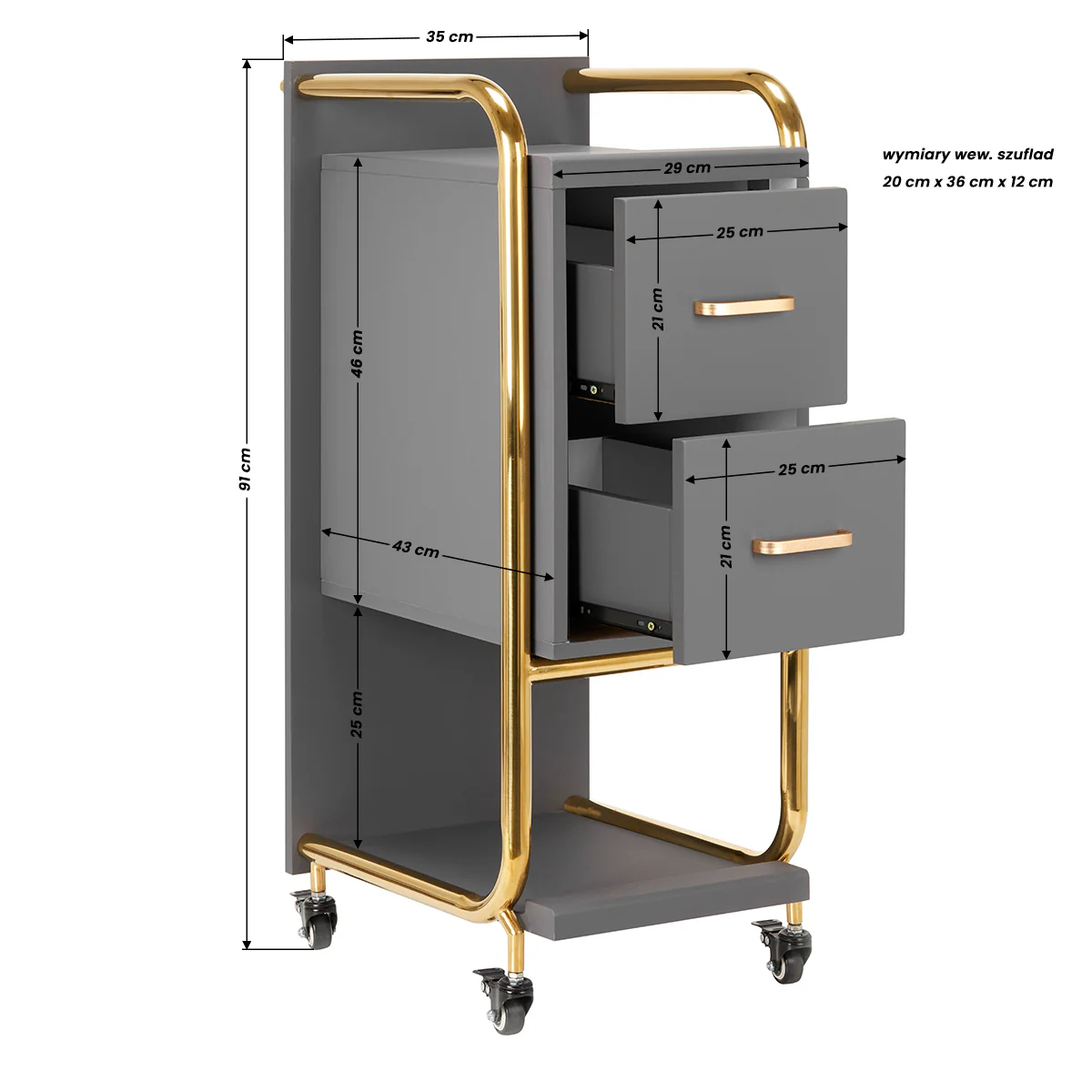 GABBIANO HAIRDRESSER TROLLEY SOLO GOLD GRAY - Image 2