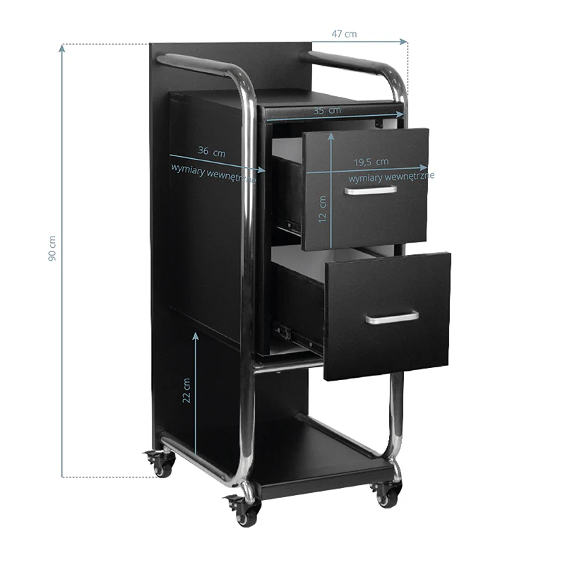 GABBIANO HAIRDRESSER TROLLEY SOLO SILVER BLACK - Image 2