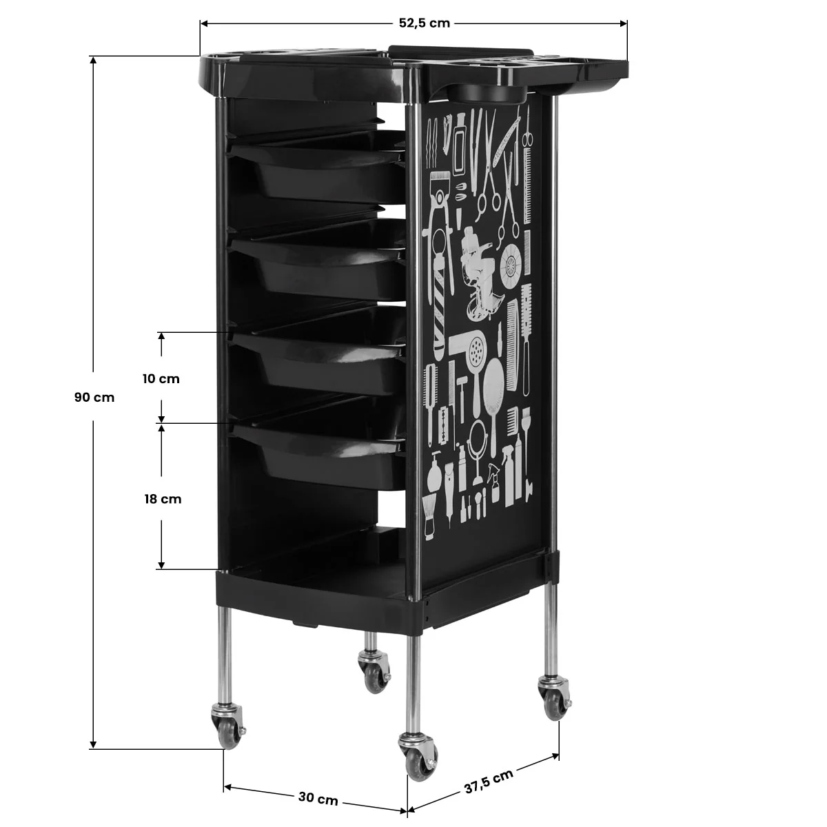 GABBIANO HAIRDRESSER TROLLEY X11-9 BLACK GRAPHICS - Image 2
