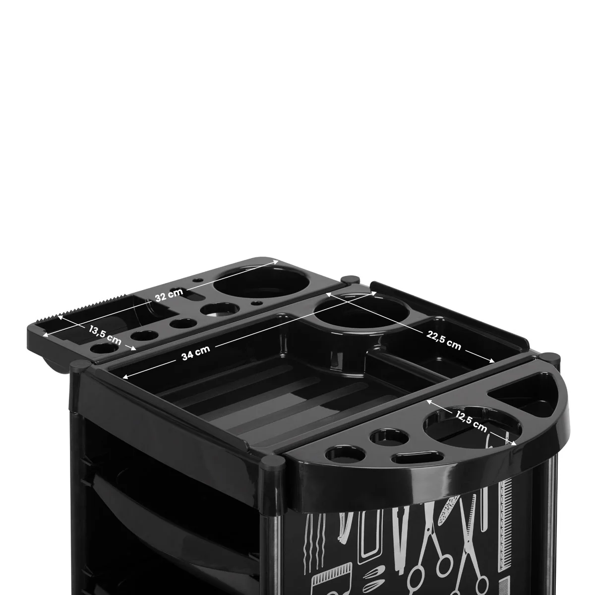 GABBIANO HAIRDRESSER TROLLEY X11-9 BLACK GRAPHICS - Image 4