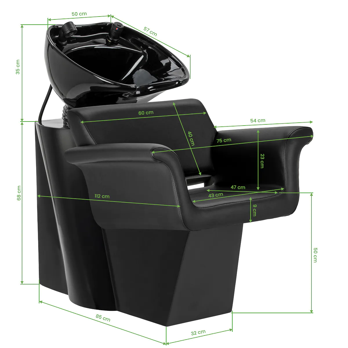 Gabbiano Hairdressing Backwash Unit Lucca Black - Image 5