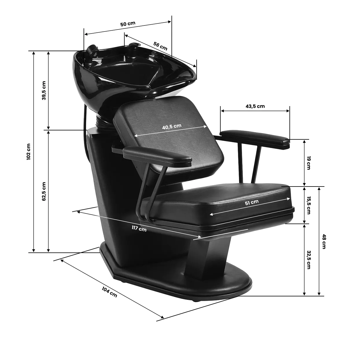 Gabbiano Hairdressing Backwash Unit Mardrid Black - Image 5