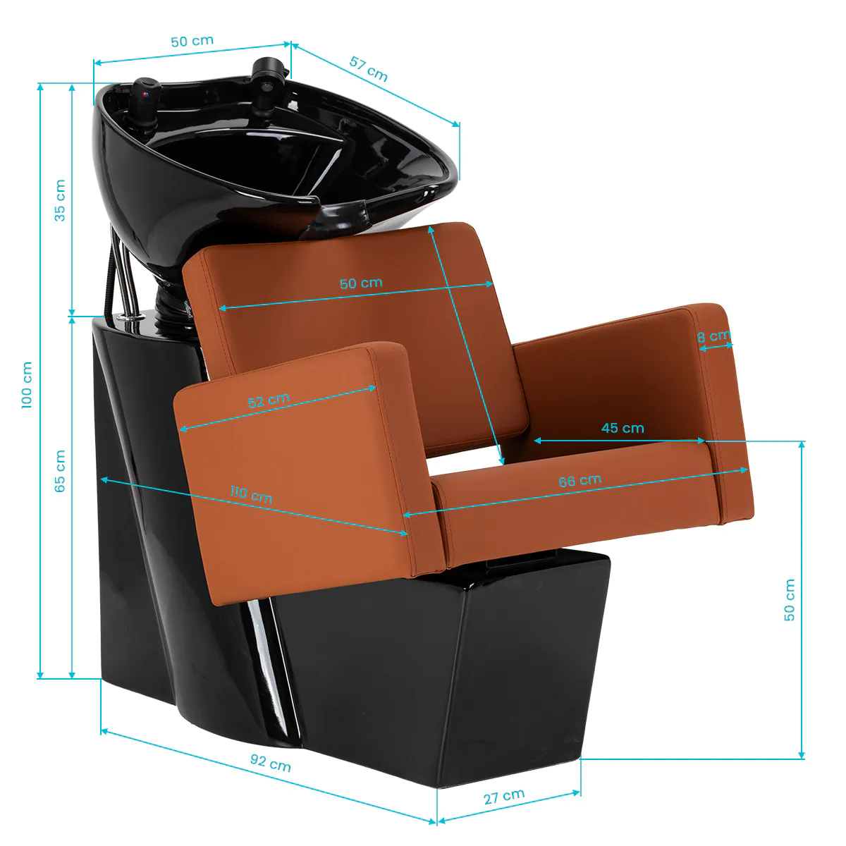 Gabbiano Hairdressing Backwash Unit Vitoria Brown - Image 4