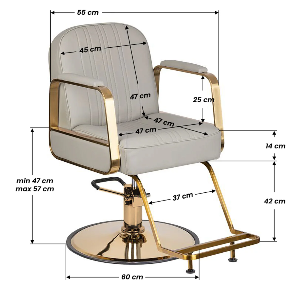 Gabbiano Hairdressing Chair Acri Gold - Beige - Image 5