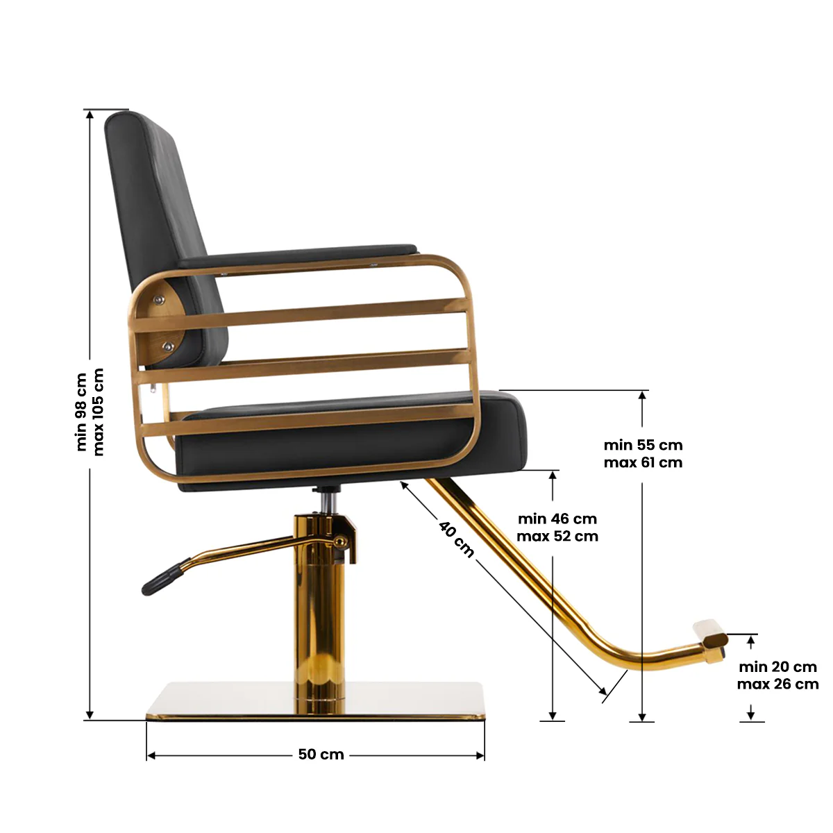 Gabbiano Hairdressing Chair Avila Black Gold - Image 6
