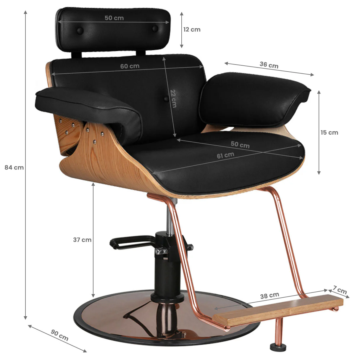 Gabbiano hairdressing chair florence black - Image 2