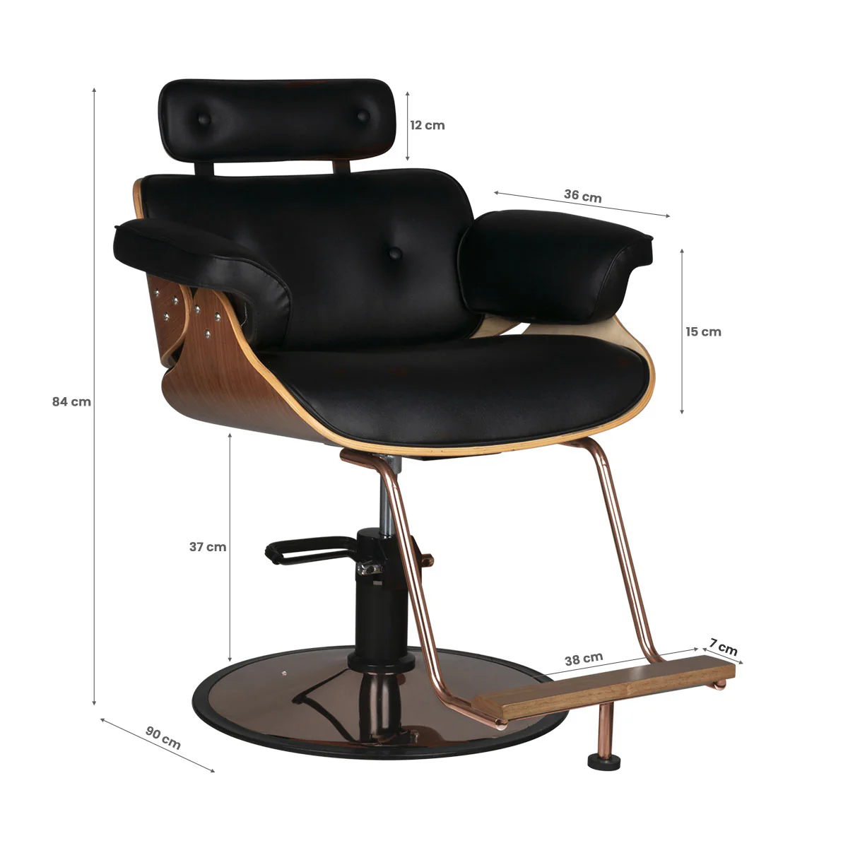 Gabbiano hairdressing chair florence black walnut - Image 2