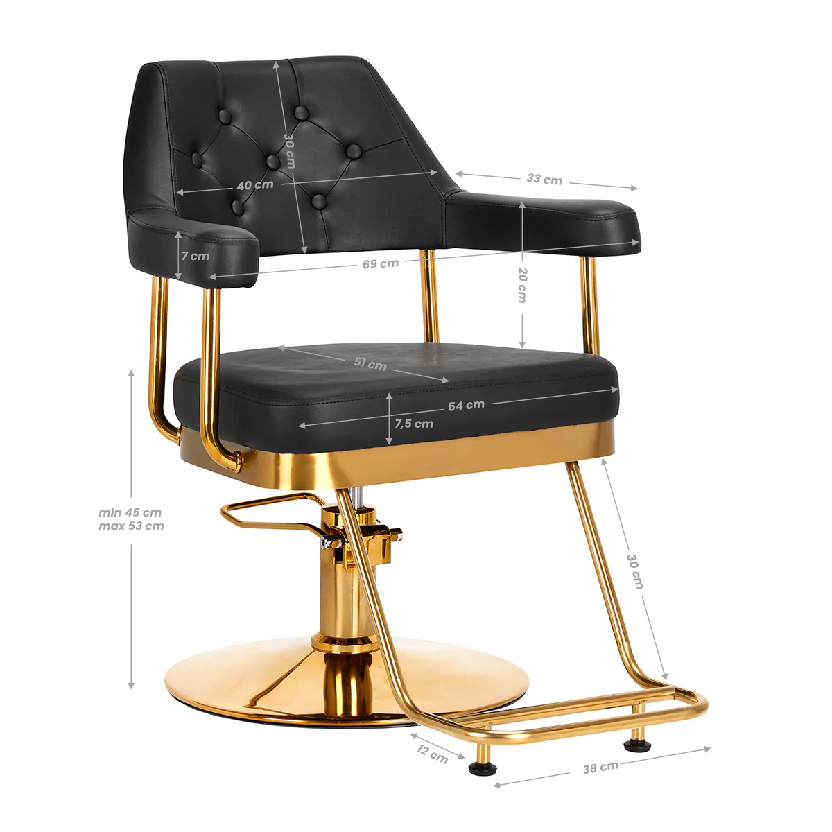Gabbiano hairdressing chair Granda gold black - Image 2