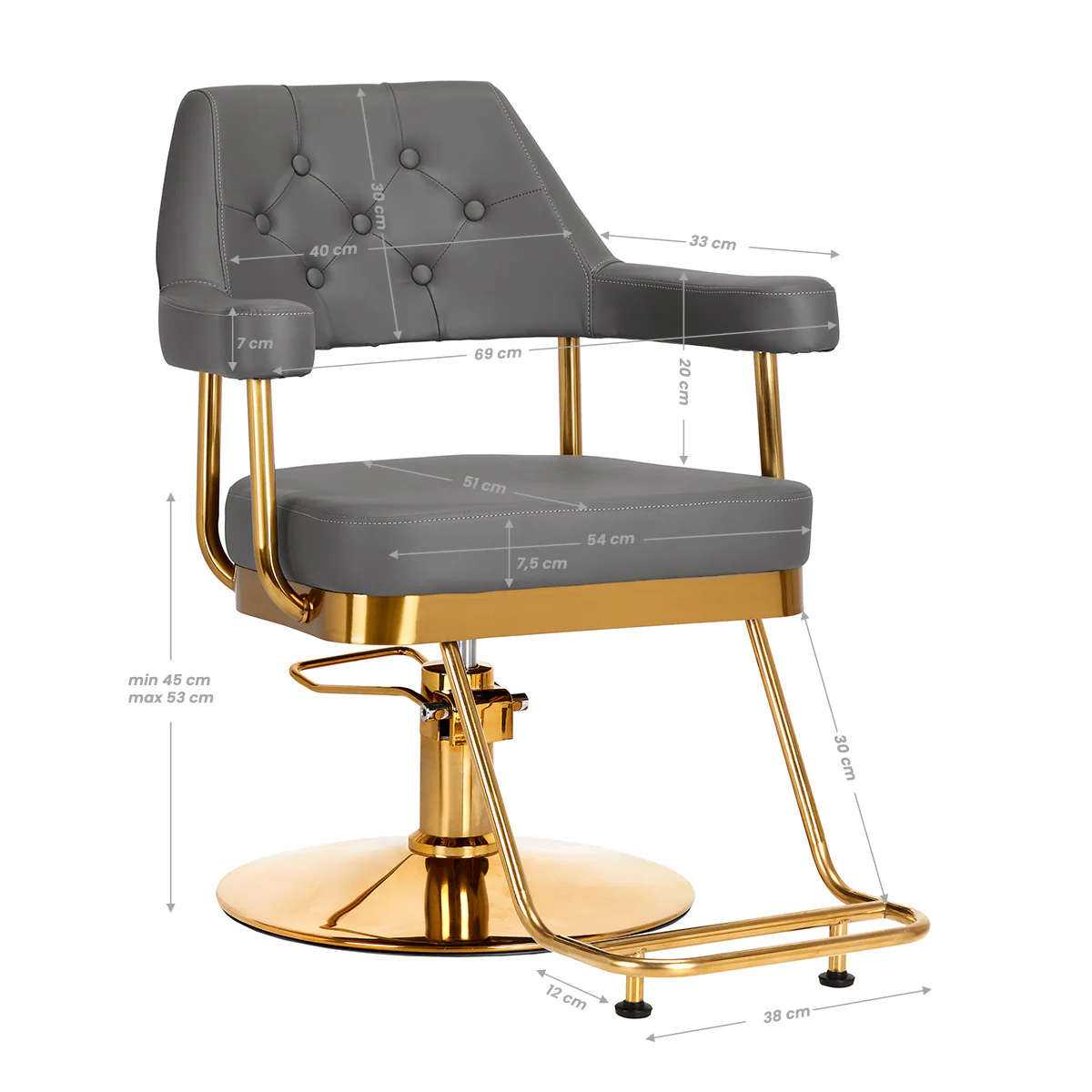 Gabbiano hairdressing chair Granda gold grey - Image 2