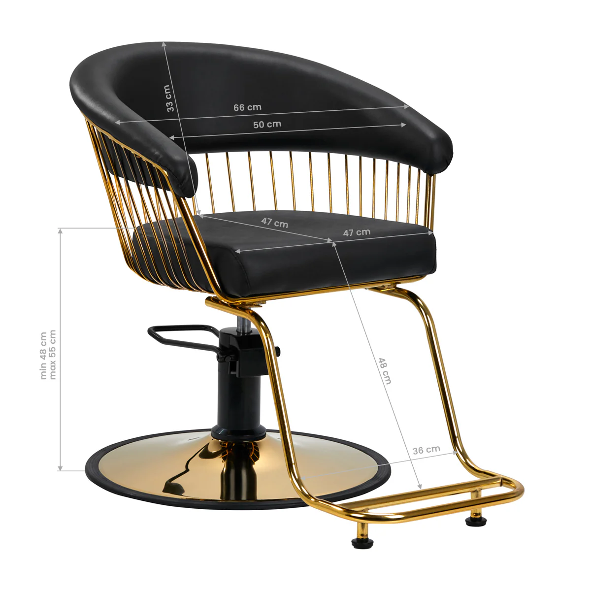 Gabbiano hairdressing chair Lille-M gold black - Image 2