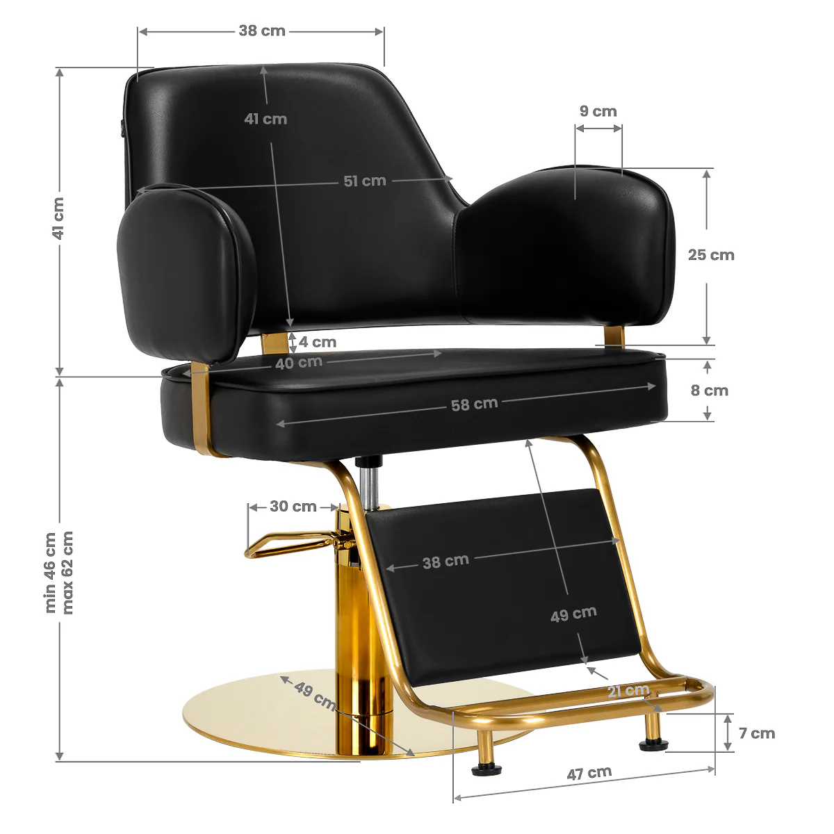 Gabbiano Hairdressing Chair Linz NQ Gold Black - Image 5