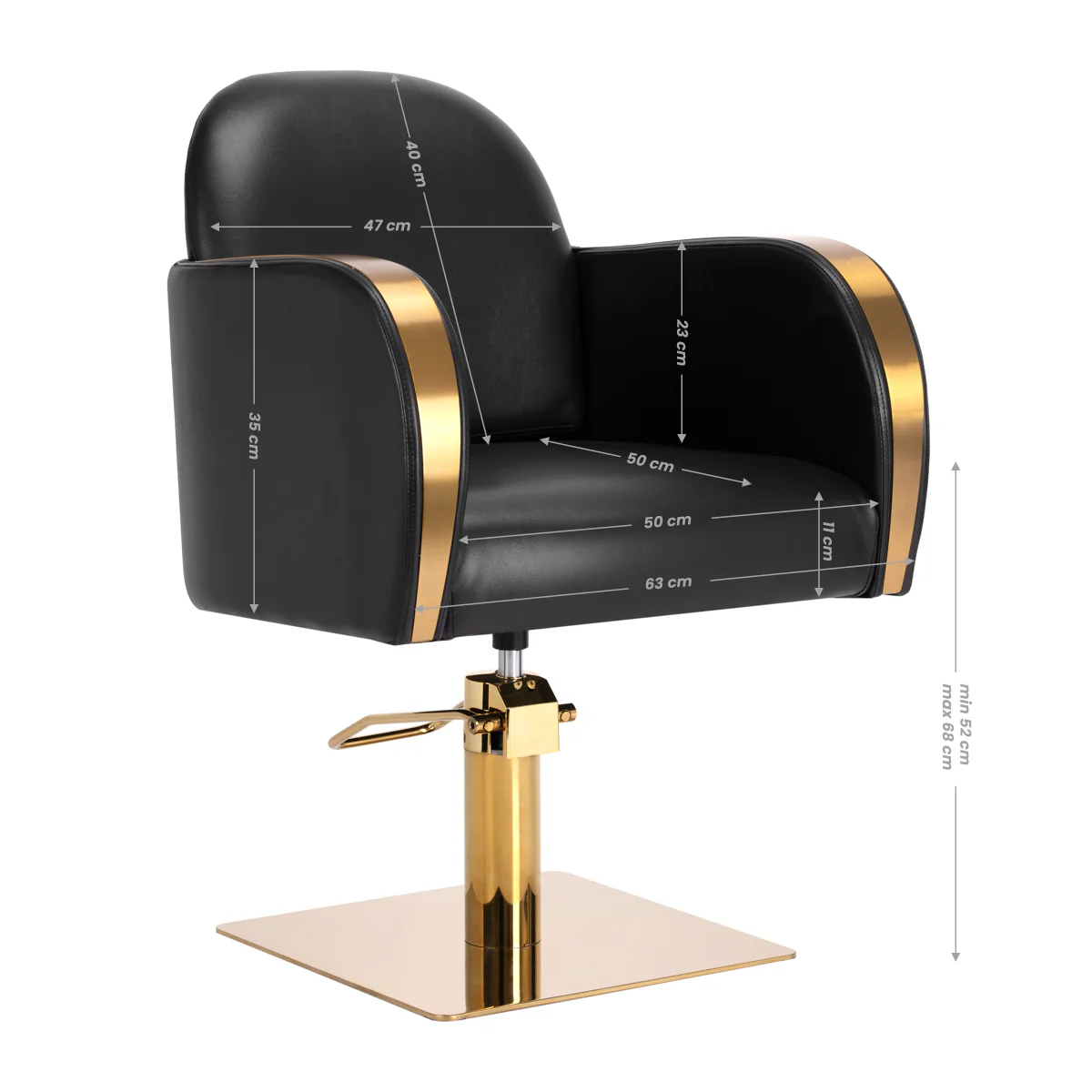 Gabbiano hairdressing chair Malaga gold black - Image 2