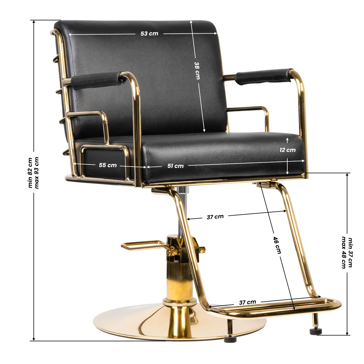 GABBIANO HAIRDRESSING CHAIR PRATO GOLD - BLACK - Image 2