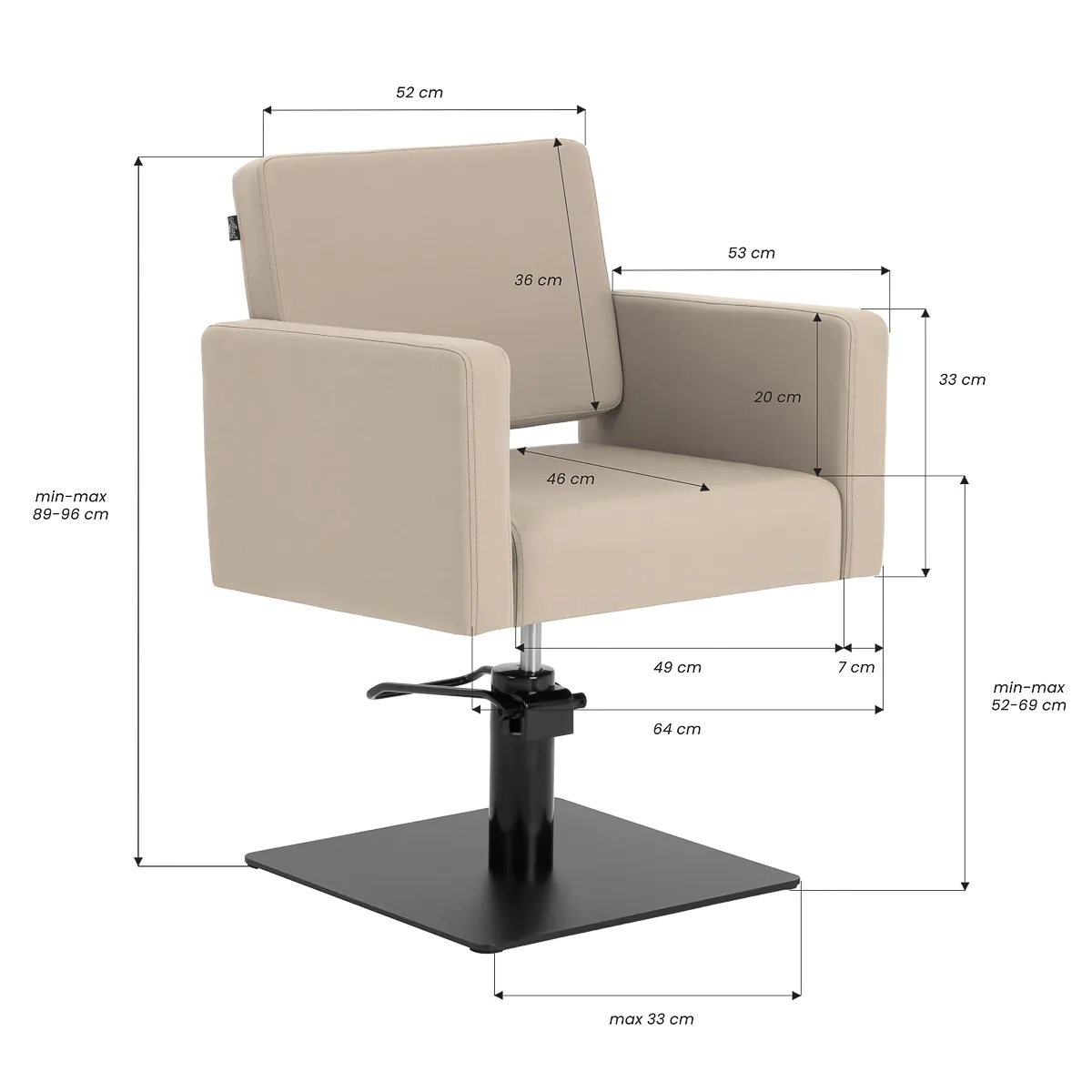 Gabbiano Hairdressing Chair Vitoria Grey Beige - Image 10