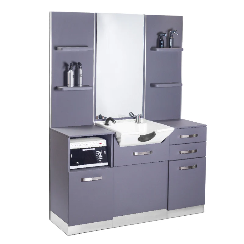 Gabbiano Hairdressing Console with Wash Basin B085 Grey - Image 3