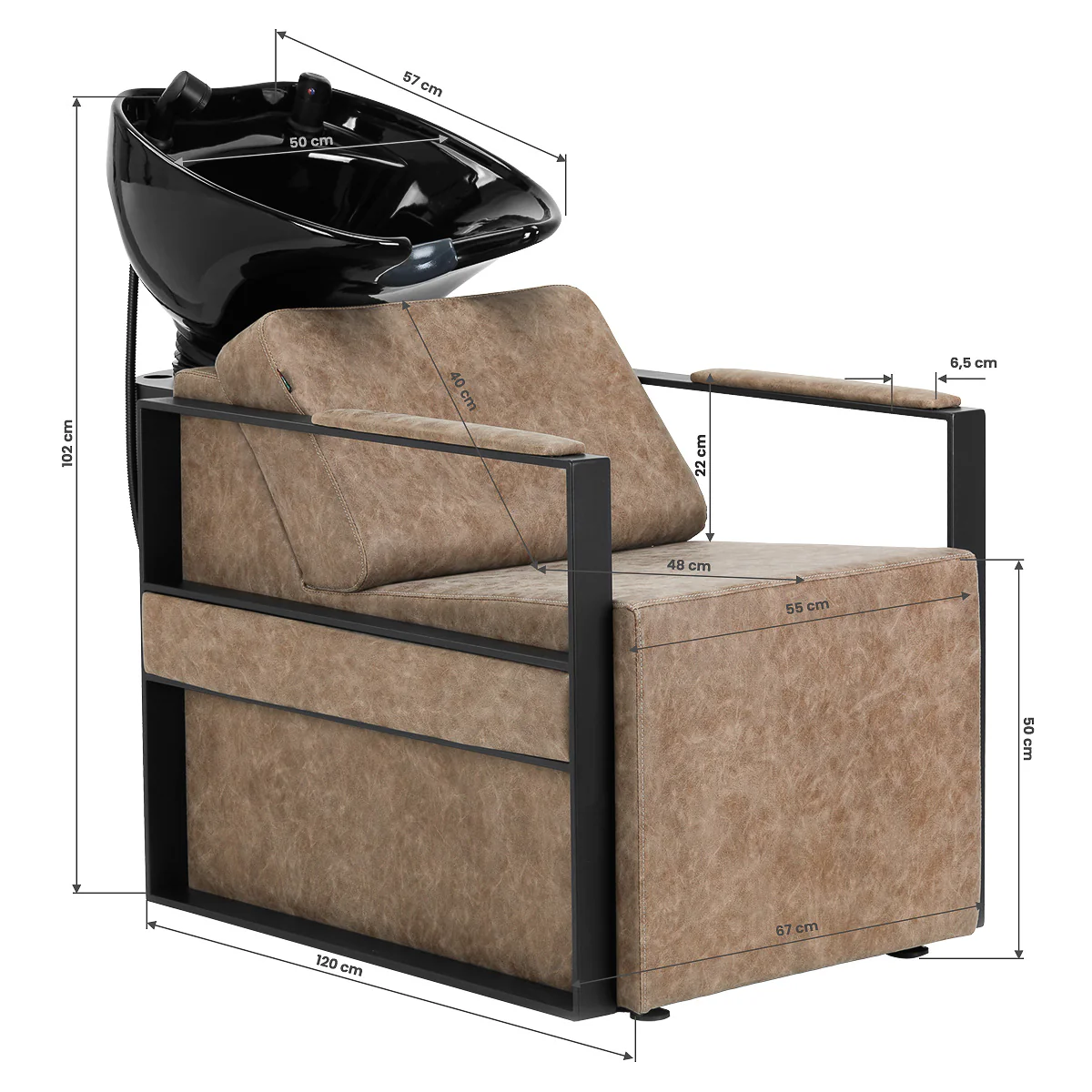 Gabbiano Hairdressing Wash Unit Modena Black Antique - Image 5