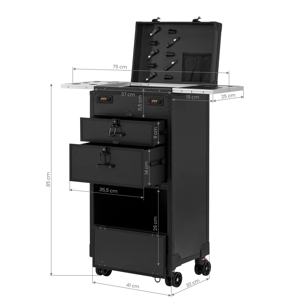 Gabbiano Mobile Hairdresser Trolley V21 Black - Image 2