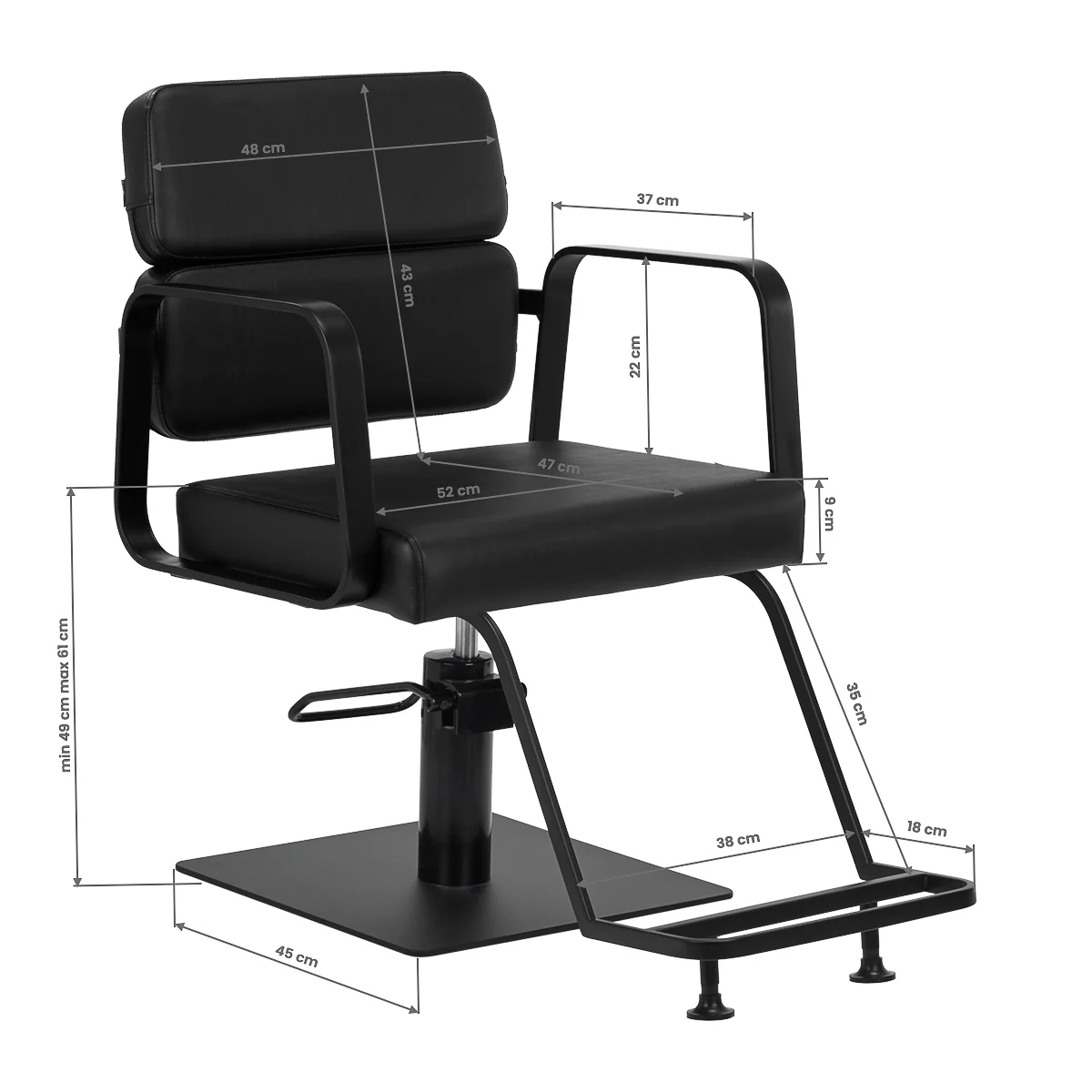 Gabbiano Porto-BM Hairdressing Chair Black - Image 5