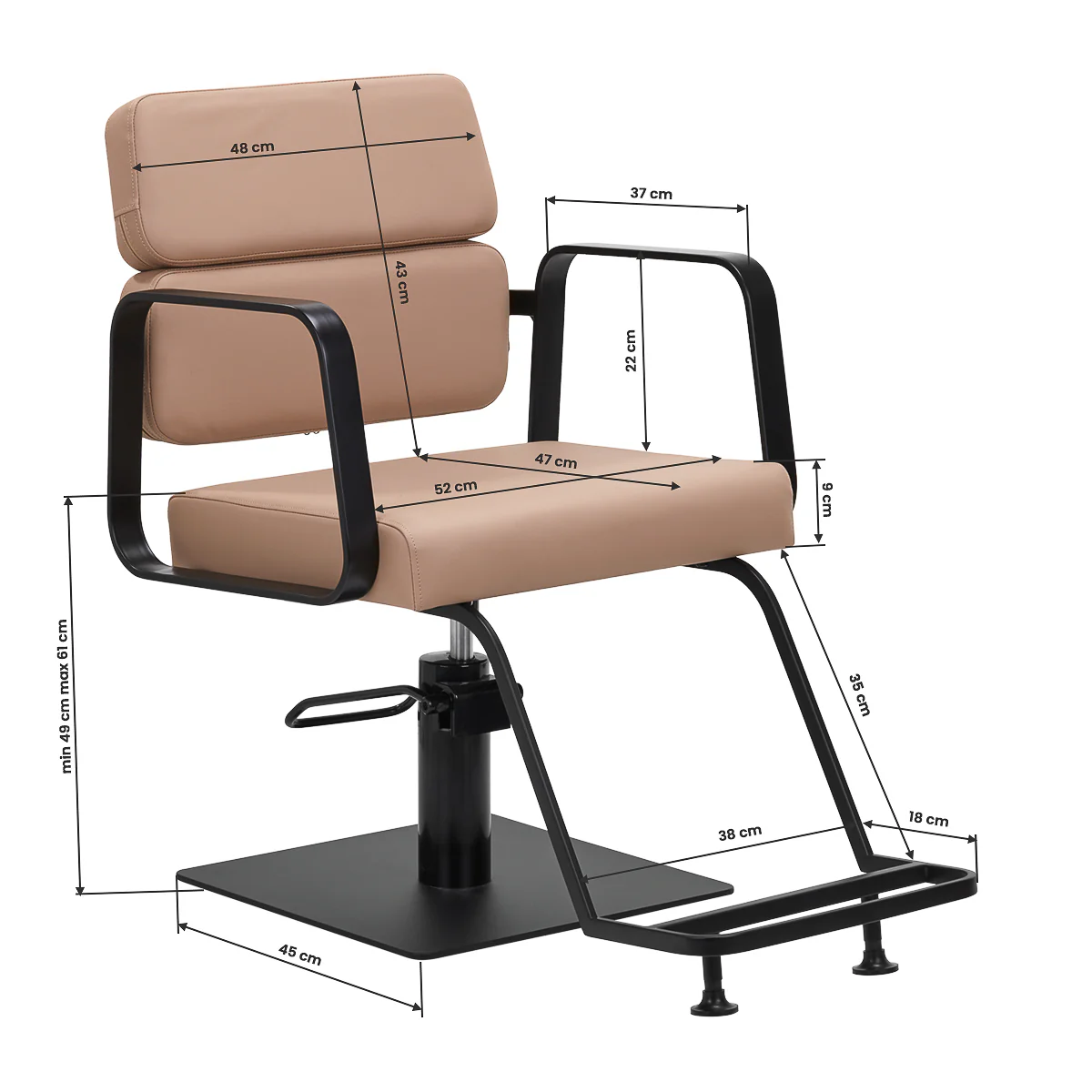 Gabbiano Porto-BM Hairdressing Chair Black & Beige - Image 5