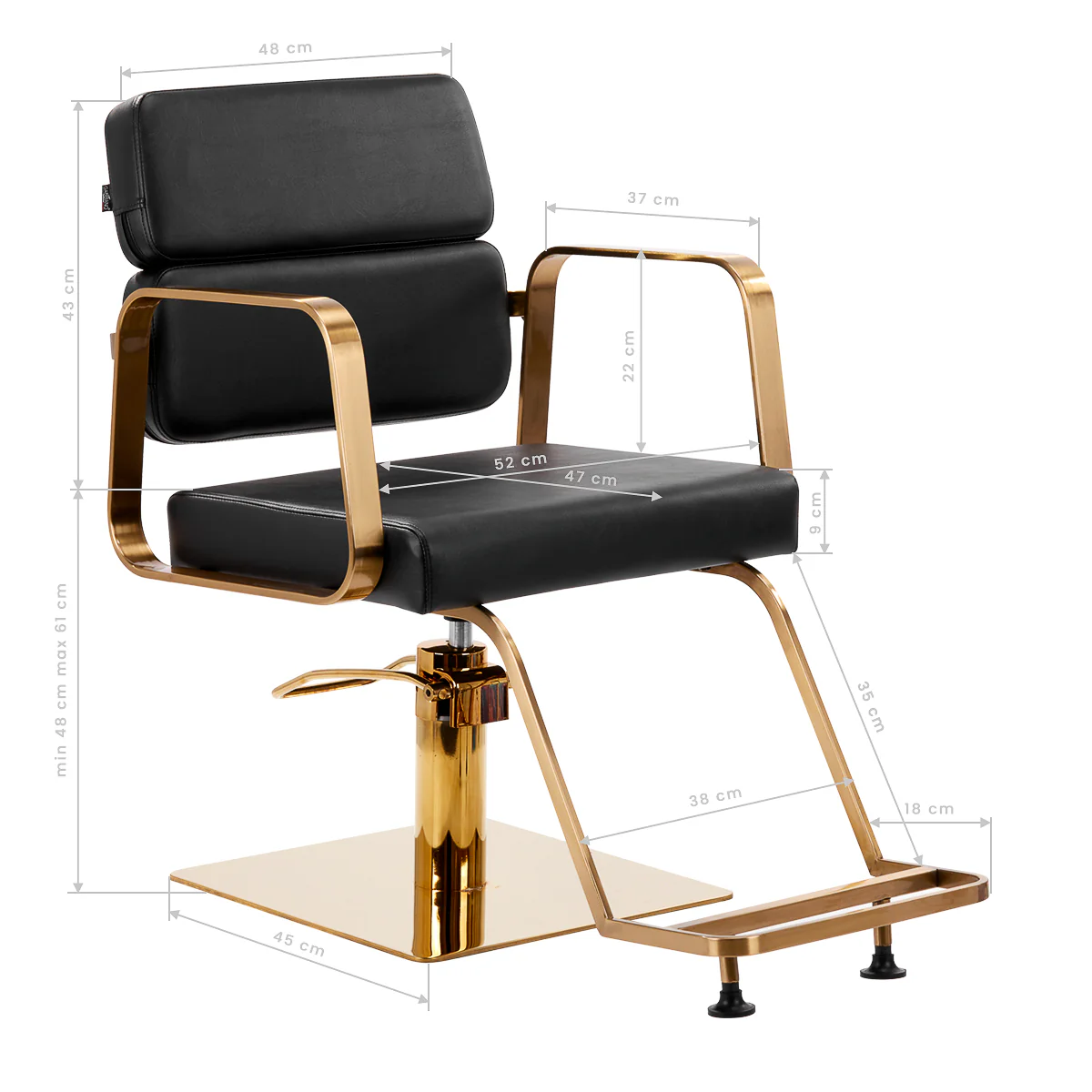 Gabbiano Porto-GM Hairdressing Chair Black - Image 6
