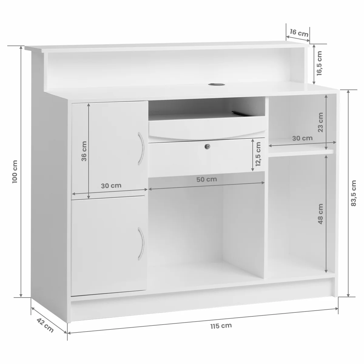 Gabbiano Reception Desk G26W White - Image 2